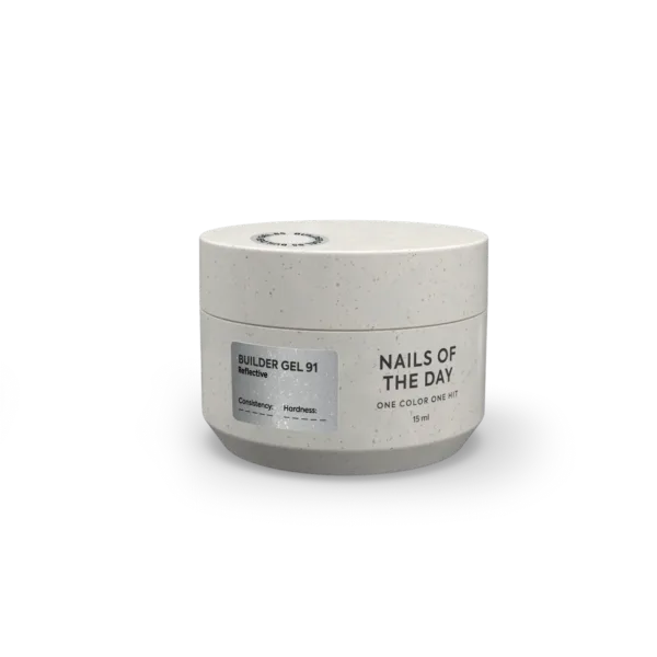 NAILSOFTHEDAY Builder gel 91 сріблясто-молочний світловідбиваючий гель для нарощування нігтів, 15 мл