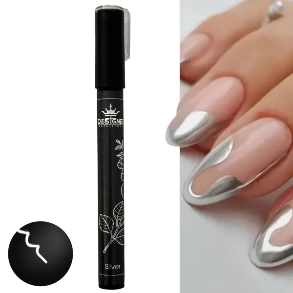Mirror marker pen Chrom metal SILVER - עט קישוט מראה כרום מתכת צבע כסוף