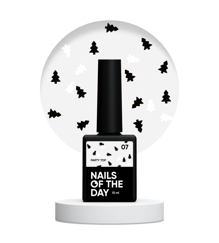 NAILSOFTHEDAY - Party top 07 фінішне покриття для нігтів з чорно-білими ялинками в одному флаконі, без липкого шару, 10 мл