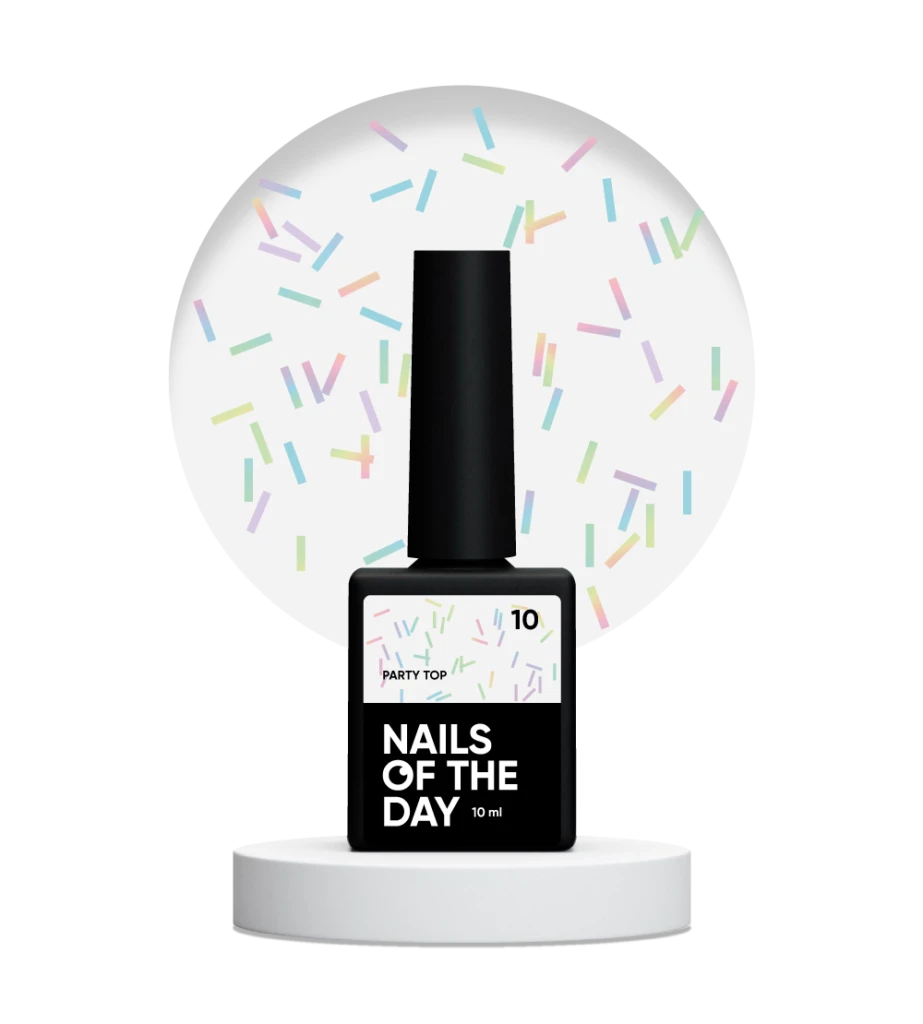 NAILSOFTHEDAY - Party top 10 фінішне покриття для нігтів з голографічними палочками, без липкого шару, 10 мл