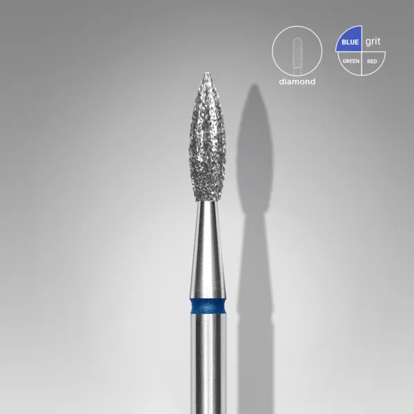 Staleks - Diamond nail drill bit pointed flame blue EXPERT head diameter 2,3 mm / working part 8 mm FA11B023/8 blue