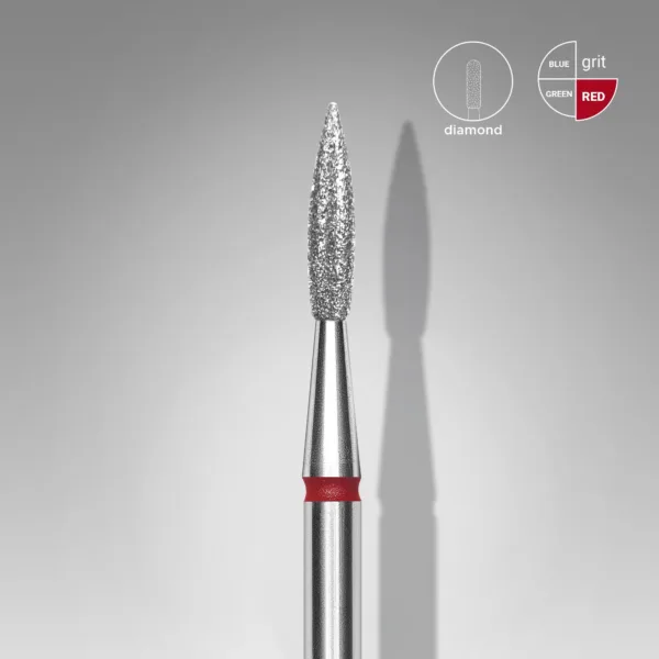 Staleks - Diamond nail drill bit pointed flame red EXPERT head diameter 2,3 mm / working part 8 mm FA11R023/8 red