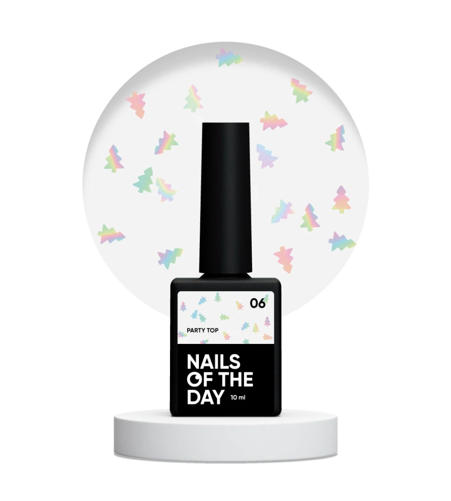 NAILSOFTHEDAY - Party top 06 фінішне покриття для нігтів з голографічними ялинками, без липкого шару, 10 мл