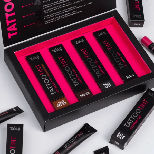 ZOLA - TATTOO TINT SET (4 PCS) PAINT COLOR 15ml, - צבע גבות וריסים סט 4 צבעים 15 מל - Image 3
