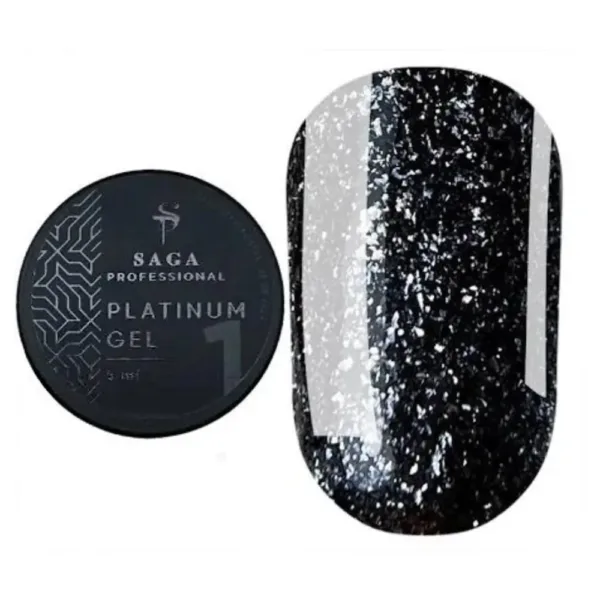 SAGA - Гель для дизайну Platinum Paint №01 чорний, 5 мл