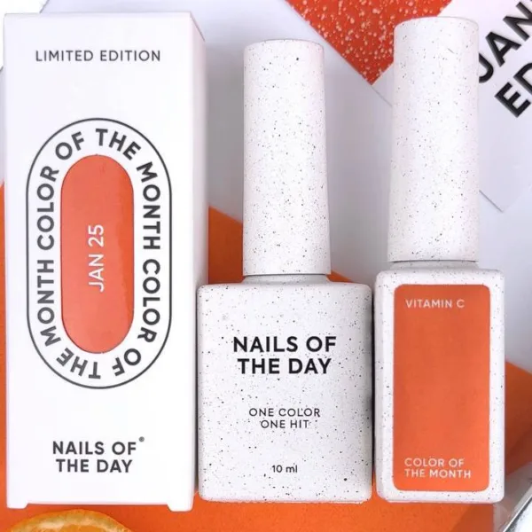 NAILSOFTHEDAY - January 2025 Vitamin C - колір місяця насичено-помаранчевий із дрібним шимером, що перекривається в один шар, 10 мл - Image 6