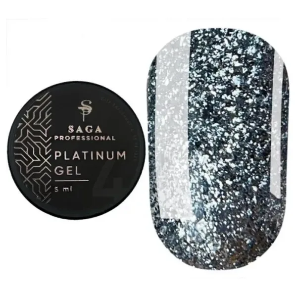 SAGA - Гель для дизайну Platinum Paint №04 сріблястий, 5 мл