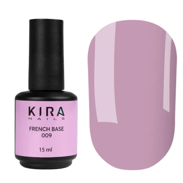 Kira Nails - French Base 009 (dusty pink), 15 ml - בייס פרנץ' ורוד מאובק 15 מל 009