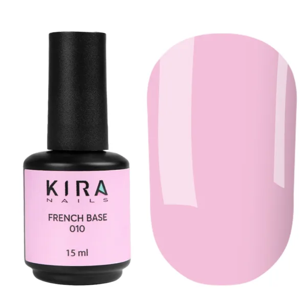 Kira Nails - French Base 010 (soft pink), 15 ml - בייס פרנץ' ורוד חיוור 15 מל 010