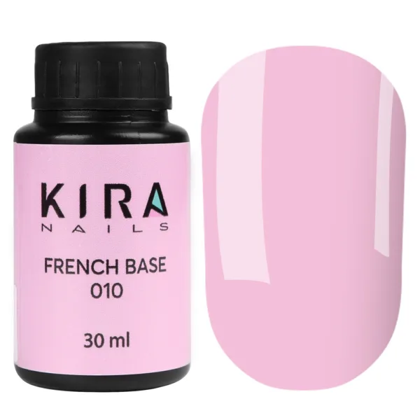 Kira Nails - French Base 010 (soft pink), 30 ml - בייס פרנץ' ורוד חיוור 30 מל 010
