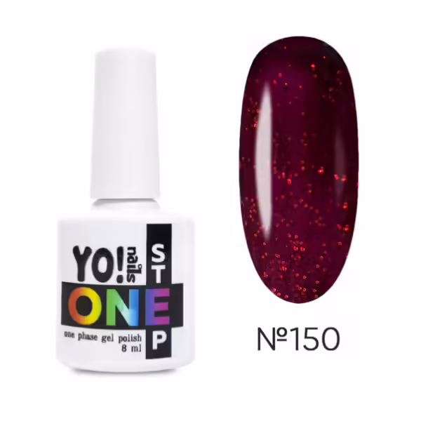 Yo!Nails - Gel polish for nails No, 150, 8 ml single-phase ONEstep - לק ג'ל חד פאזי 3 שלבים ב 1 - מס, 150