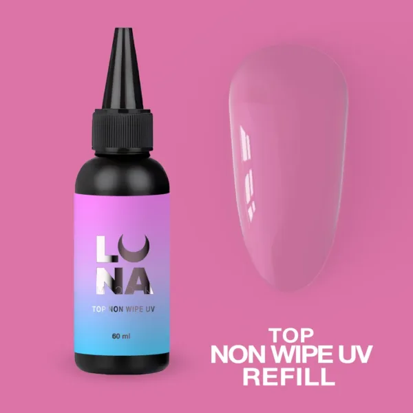 LUNA MOON - Топ для гель-лаку без липкого шару з УФ-фільтром Top Non Wipe UV Refill 60ml