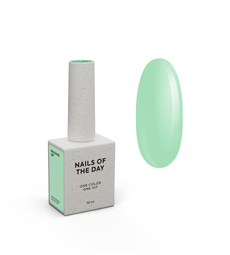 NAILSOFTHEDAY - Let's special gel polish, spring 2025 - 239 Maldives теплий мʼятно-зелений гель–лак для нігтів, що перекриває в один шар, 10 мл
