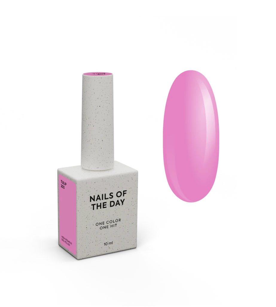 NAILSOFTHEDAY - Let's special gel polish, spring 2025 - 203 Tulip холодний рожевий гель–лак для нігтів, що перекриває в один шар, 10 мл