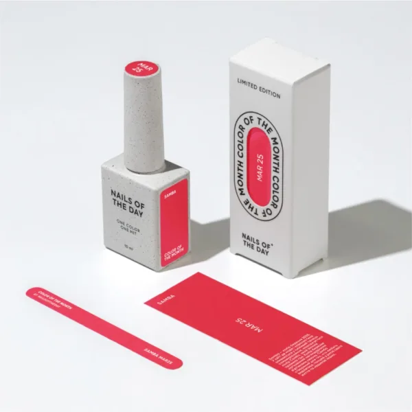 NAILSOFTHEDAY - March 2025 Samba - колір місяця насичений лососево-кораловий з рожевим підтоном, що перекривається в один шар, 10 мл  - Image 3