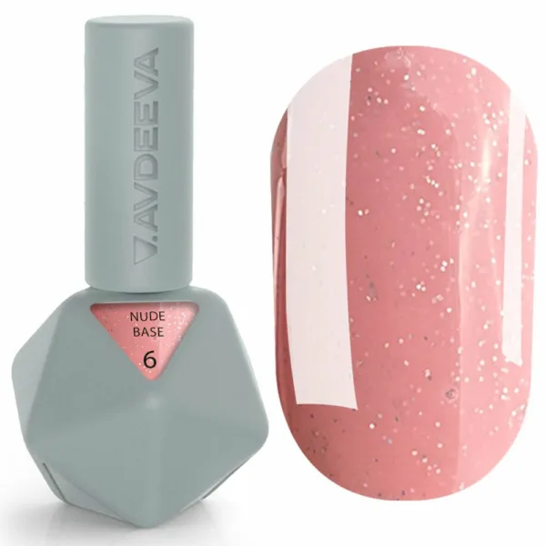 Камуфлююча база для нігтів Victoria Avdeeva NUDE BASE 6 – РОЖЕВИЙ НЮД ІЗ ШИММЕРОМ 12ml