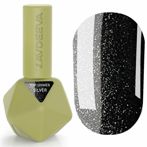 TOP SHIMMER SILVER — топ для гель-лаку без липкого шару з сріблястим шиммером, 12 мл | Victoria Avdeeva