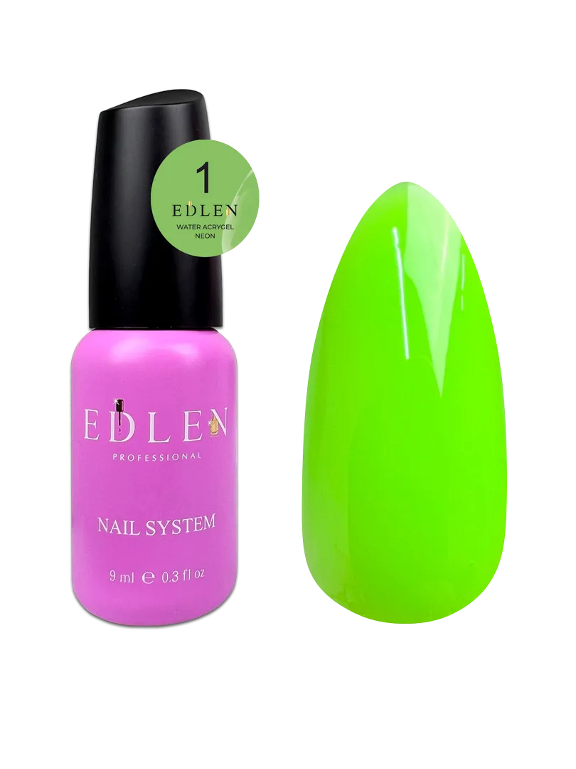 Акригель Edlen - Water Acrygel Neon  9 ml. 01 Light Green Neon