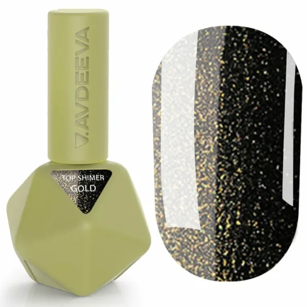 TOP SHIMMER GOLD — топ для гель-лаку із золотистим шиммером без липкого шару, 12 мл | Victoria Avdeeva
