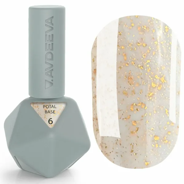 Avdeeva - POTAL BASE 12 ml No, 06, Soft Beige-Milky with Gold Flakes