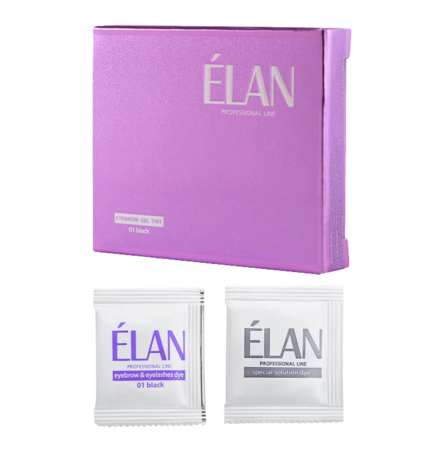 Elan - eyebrow dye with oxidizer No. 01 black (mini) - צבע לגבות שחור + חמצן - מס, 01