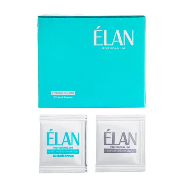 Elan - eyebrow dye with oxidizer No. 02 dark brown (mini) - צבע לגבות חום כהה + חמצן - מס, 02