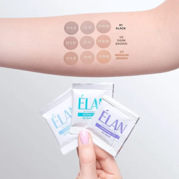 Elan - eyebrow dye with oxidizer No. 03 medium brown (mini) - צבע לגבות חום בהיר + חמצן - מס, 03 - Image 2