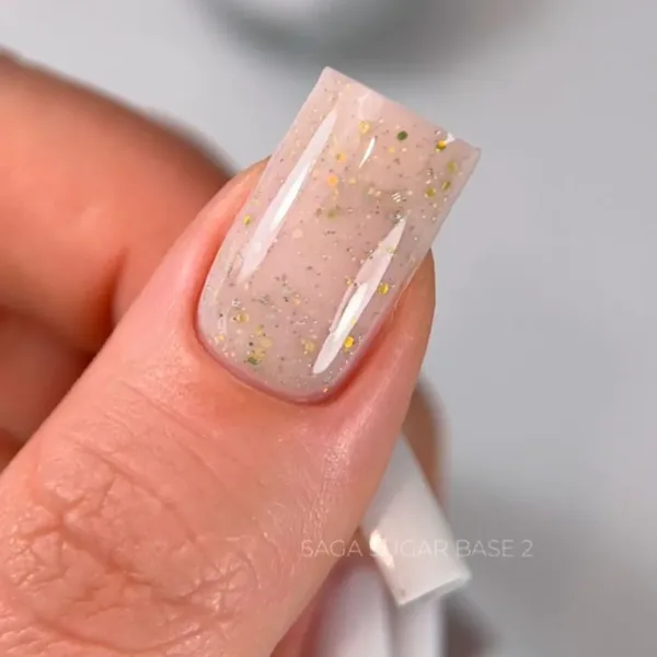 SAGA - Камуфлююча база для нігтів з блискітками Sugar Base ,10 мл №02 - Image 2