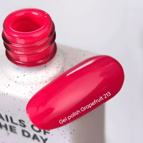 NAILSOFTHEDAY - Let's special gel polish, Grapefruit 213 - неоново-малиновий гель лак, що перекривається в один шар, 10 мл - Image 2