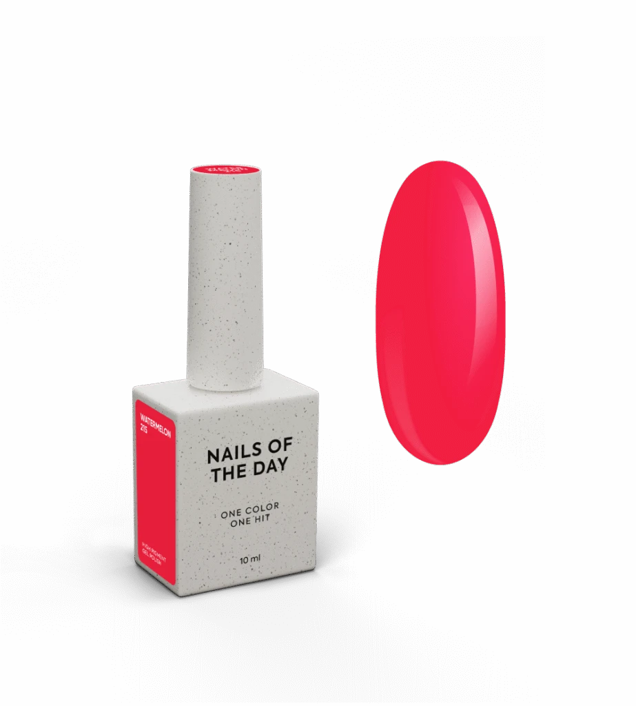 NAILSOFTHEDAY - Let's special gel polish, Watermelon 215 - насичений коралово-червоний, що перекривається в один шар, 10 мл