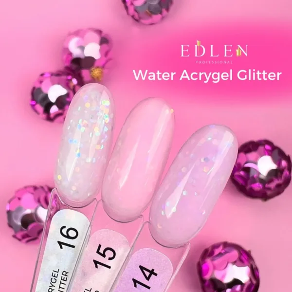 Акригель Edlen - Water Acrygel Glitter 9 ml. No. 16 - Image 3
