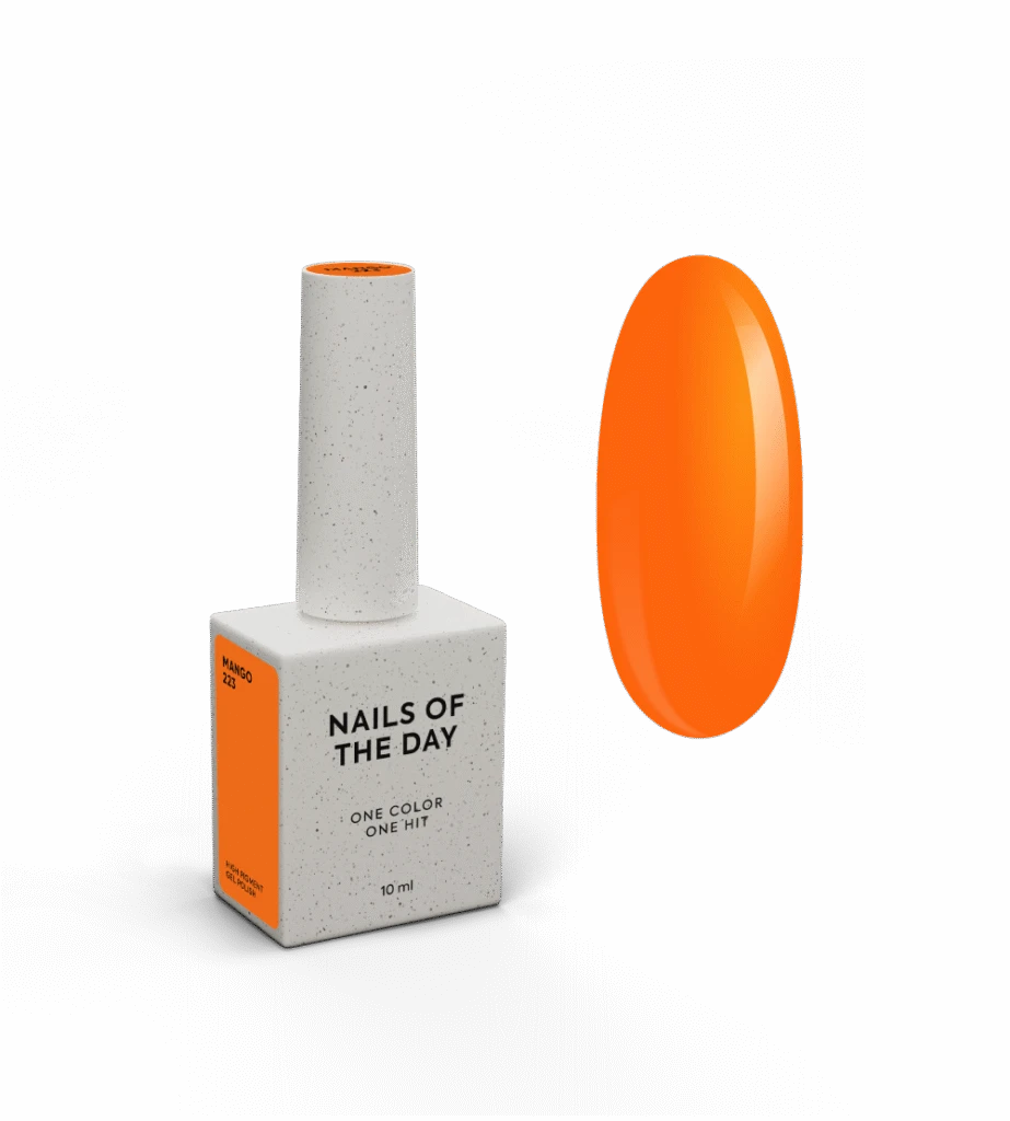 NAILSOFTHEDAY - Let's special gel polish, Mango 223 - неоново-помаранчевий гель лак, що перекривається в один шар, 10 мл