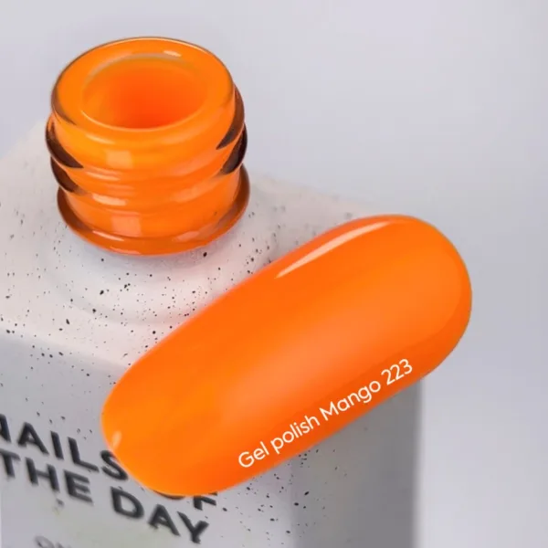 NAILSOFTHEDAY - Let's special gel polish, Mango 223 - неоново-помаранчевий гель лак, що перекривається в один шар, 10 мл - Image 2