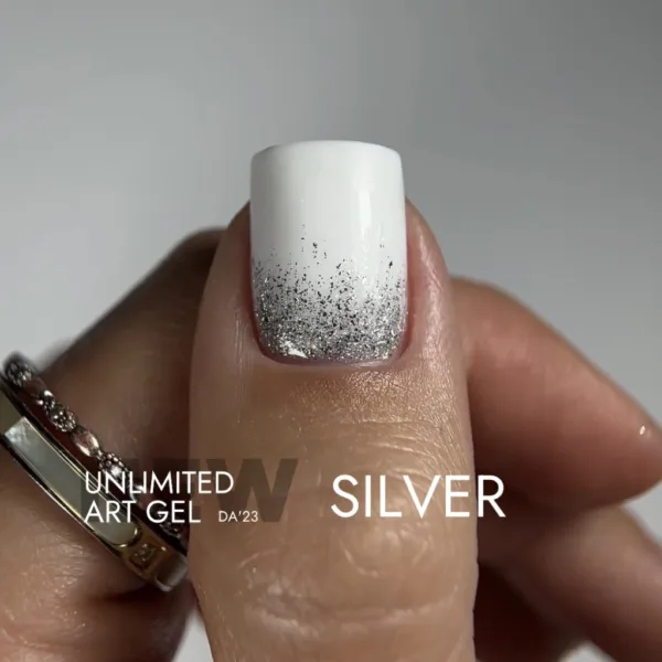 DA'23 - UNLIMITED ART GEL - Silver, 5 ml декоративний гель - Image 3