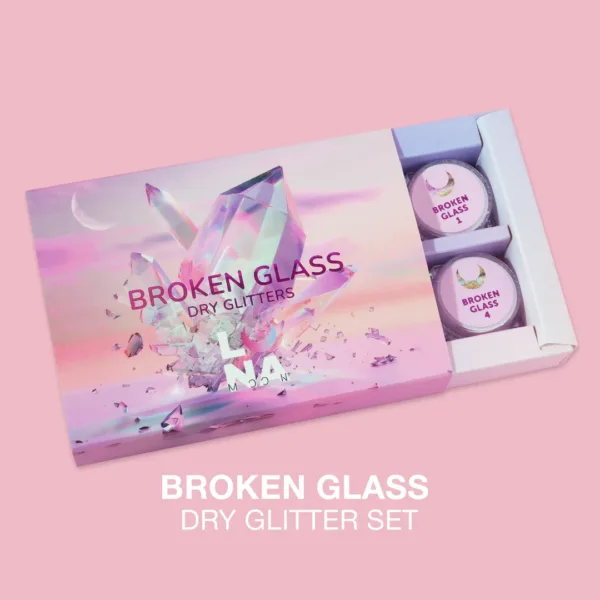 LUNA MOON - Комплект сухих блискіток для нігтів Broken Glass 6 штук