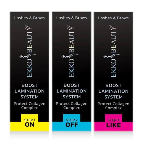 Ekko Beauty - Set for lamination of eyebrows and eyelashes Boost Lamination System / 3 compositions of 10 ml - סט ללמינציה של גבות וריסים 3 קומפוזיציות של 10 מ"ל - Image 2