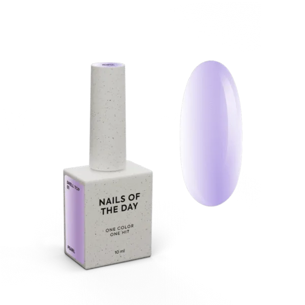 NAILSOFTHEDAY - Shell top 01 new formula - pearl top with purple shimmer without sticky layer, 10 ml - טופ פנינה 10 מל עם שימר סגול  - מס, 01
