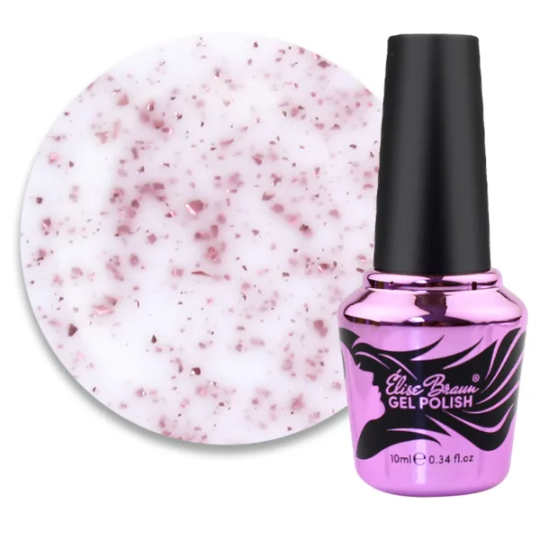 Elise Braun - Flakes Base 01. white with melted pink flakes. 10 ml - כאבר בייס פלקס 01
