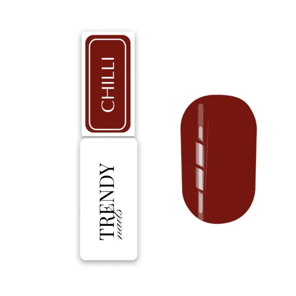 TRENDY - Gel polish 8ml bright red - Chilli - לק ג'ל 8 מל, צילי, צבע אדום בוהק