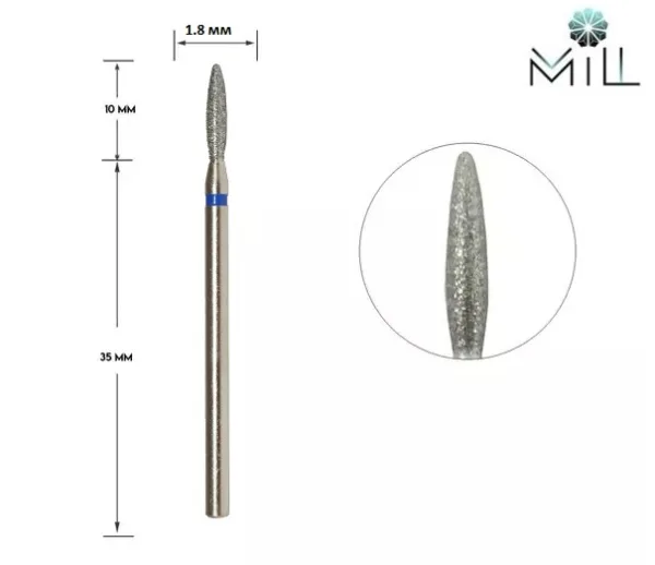Nozzle diamond Flame 1.8 mm blue Mill 244.524.018 - זרבובית יהלום להבה 1.8 מ"מ כחול מיל