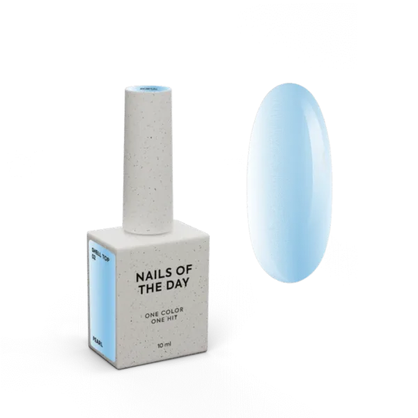NAILSOFTHEDAY - Shell top 02 new formula - pearl top with blue shimmer without sticky layer, 10 ml - טופ פנינה 10 מל עם שימר כחול - מס, 02