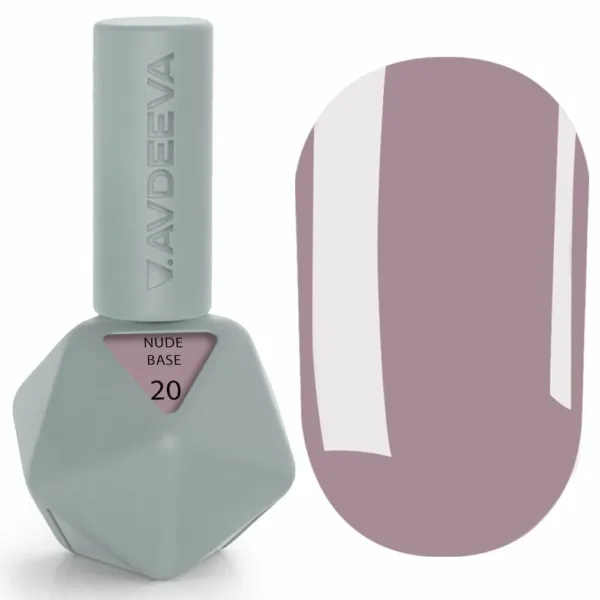 Avdeeva - NUDE BASE 12 ml, No, 20, Dusty Lavender - בייס כאבר ניוד 12 מל צבע לבנדר מלוכלך - מס, 20