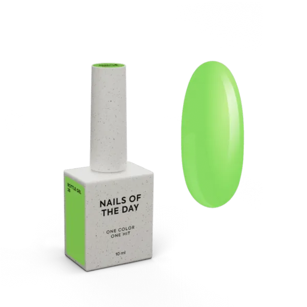 NAILSOFTHEDAY - Bottle gel No. 28 – neon green ultra-strong gel, 10 ml - 28 .ג'ל בנייה בבקבוק 10 מל צבע ירוק נאון - מס