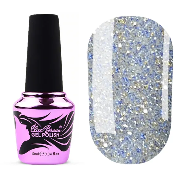 Elise Braun - Gel polish Go-Go 003 Reflective silver gray 10 ml - לק ג'ל פלאש 10 מל - מס, 03