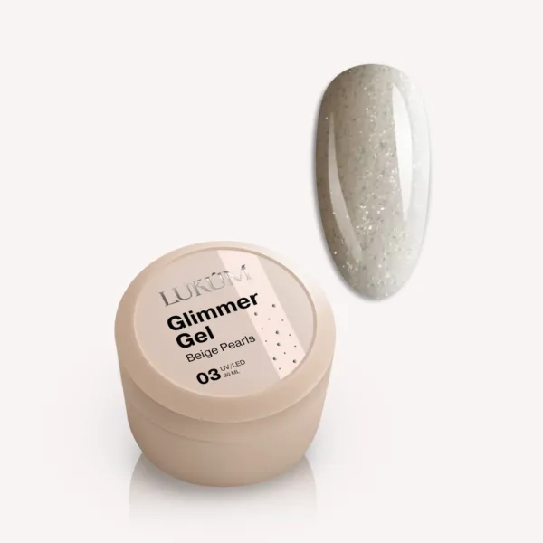 LUKUM - GLIMMER GEL 30ml Beige Pearls No, 03  - ג'ל בנייה נצנץ 30 מל בז' פנינה - מס' 03