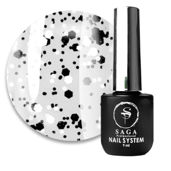 SAGA - TOP GEOMETRY NO STIKI with black and white figures 03. 9 ML - טופ גאומטרי ללא נטרול שחור לבן 9 מל - מס, 03