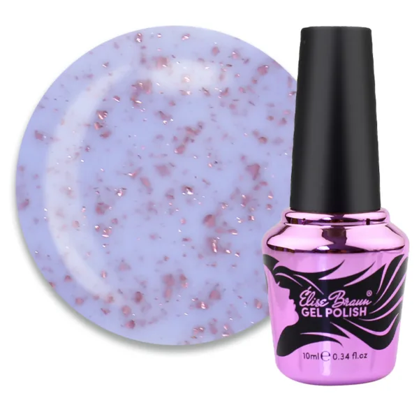 Elise Braun - Flakes Base 03. light blue with pink melting flakes. 10 ml - כאבר בייס פלקס 03