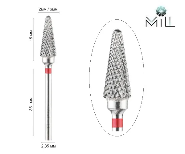 Carbide cutter 266.140.060 MILL red - ראש שיוף מיל קרבייד אדום