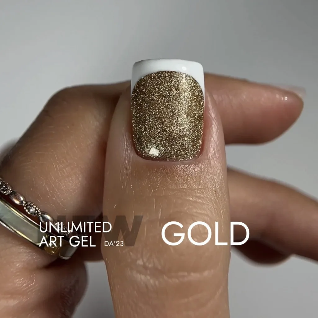 DA'23 - UNLIMITED ART GEL - Gold, 5 ml - ג'ל עיצוב נצנצים עם מגנט 5 מל - זהב - Зображення 3