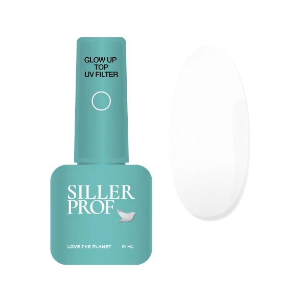 Siller - Top Glow UP, 15 ml no stiki (UV-filter) - טופ ללא נטרול זוהר 15 מל עם פילטר UV